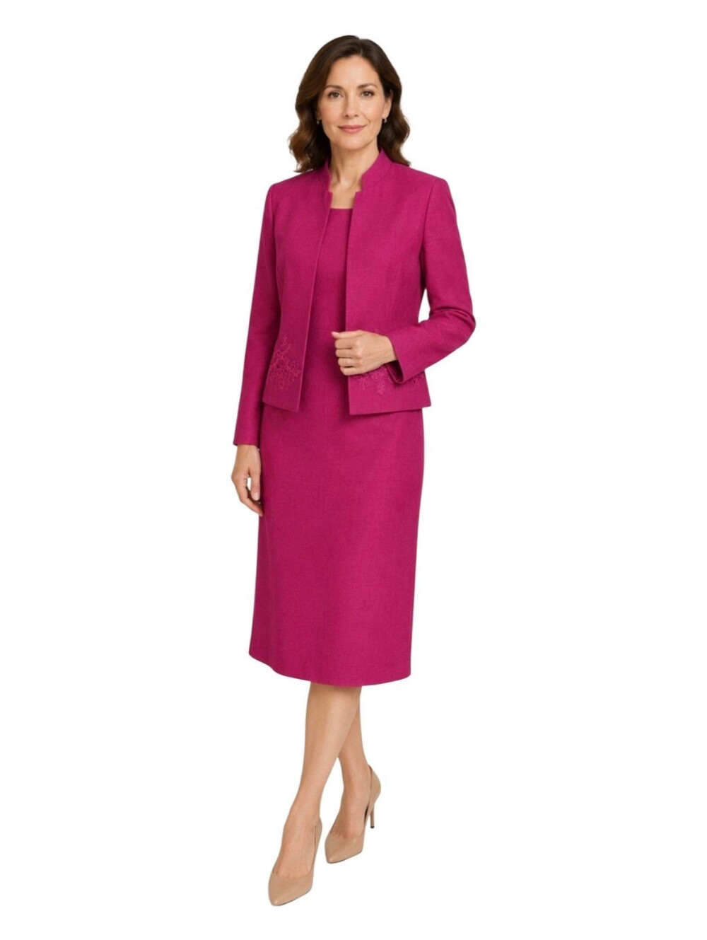 Kasper Woman 8P Fuchsia 2 Piece Dress Suit Petite Career Church Elegant